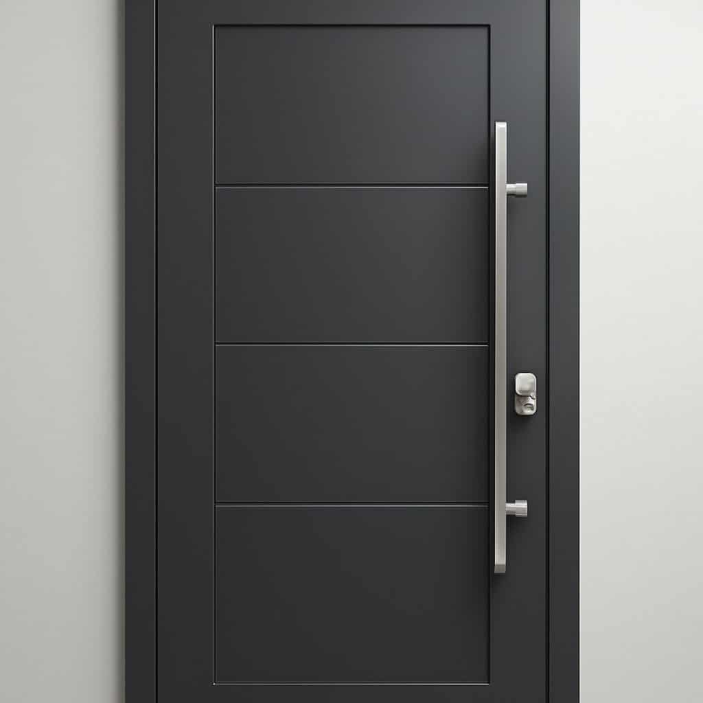 Porte d'entrée moderne en aluminium présenté seul