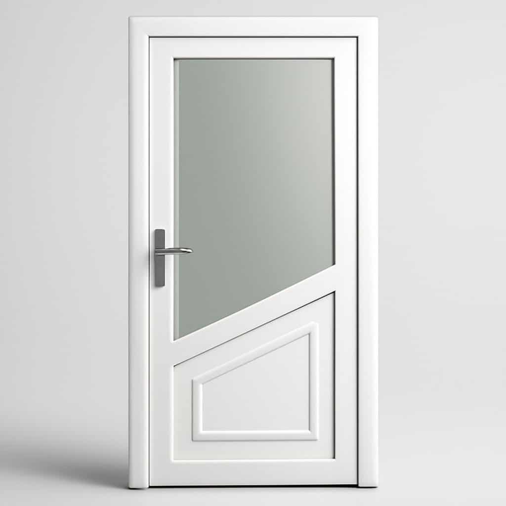 Porte d'entrée PVC moderne avec vitrage présenté seul