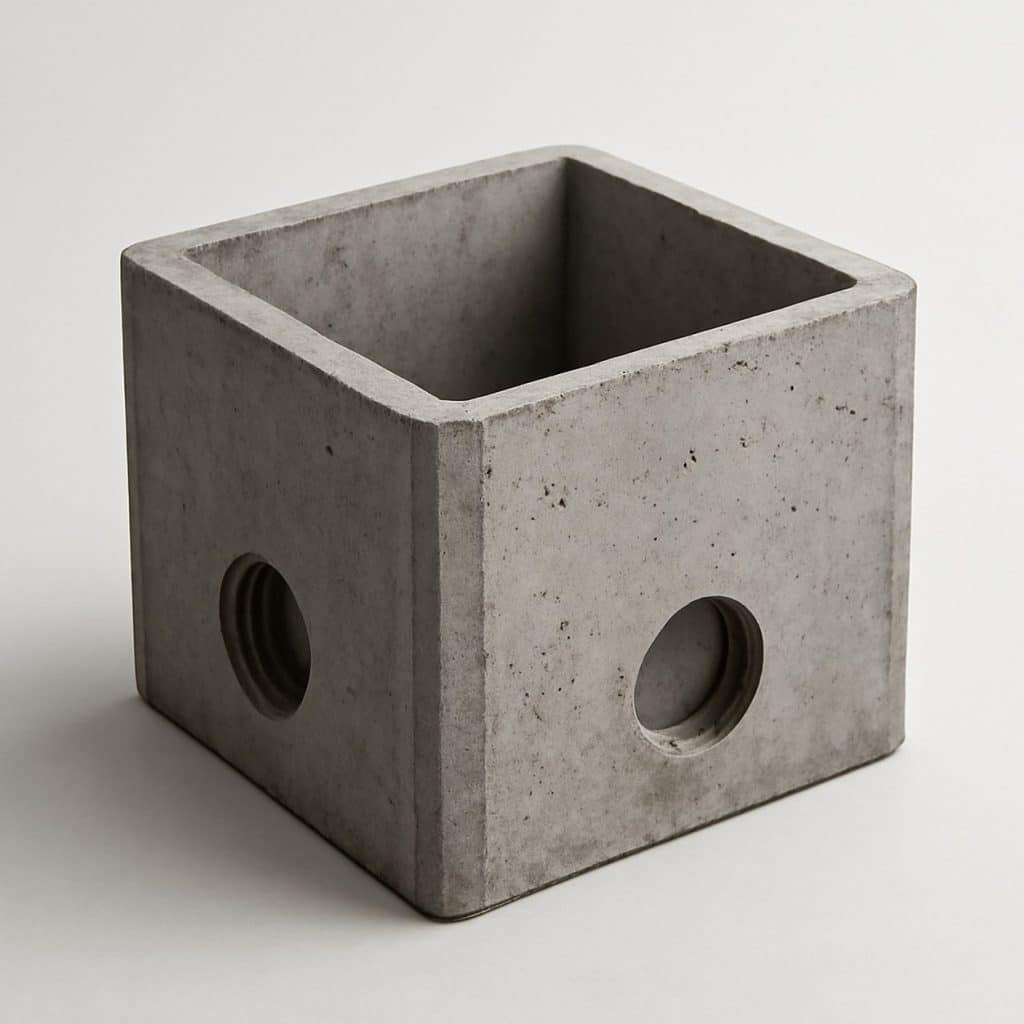 Regard en béton carré pour réseaux présenté seul